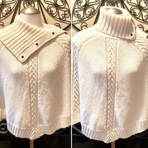 Talbots Women Side Snap Ivory Poncho Sweater S/M